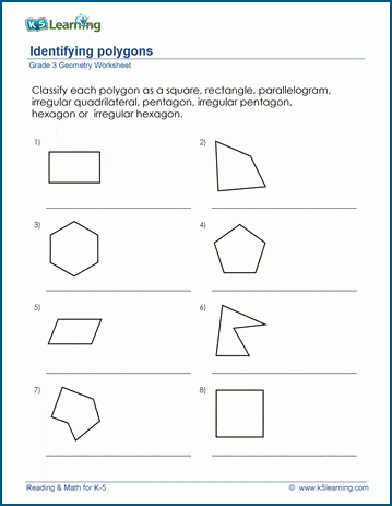 Identify Polygons Worksheet 3rd Grade
