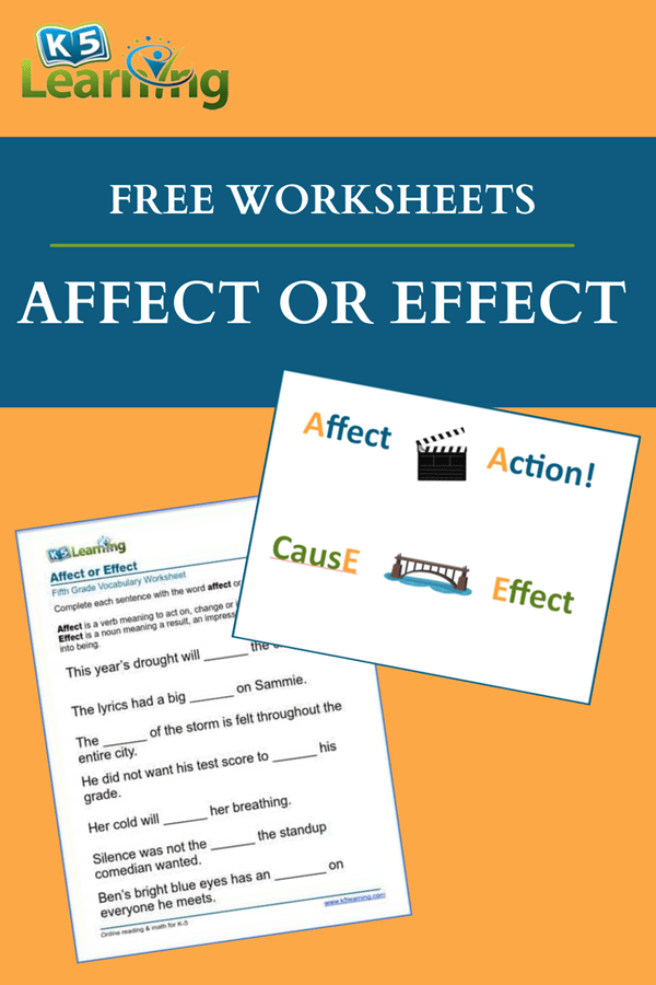 Affect Effect Worksheet - Worksheets For Kindergarten