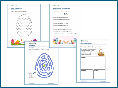Easter reading and math worksheets