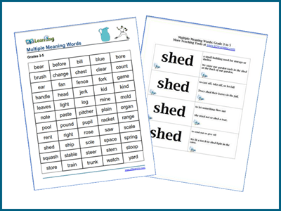Multiple meaning words flashcards