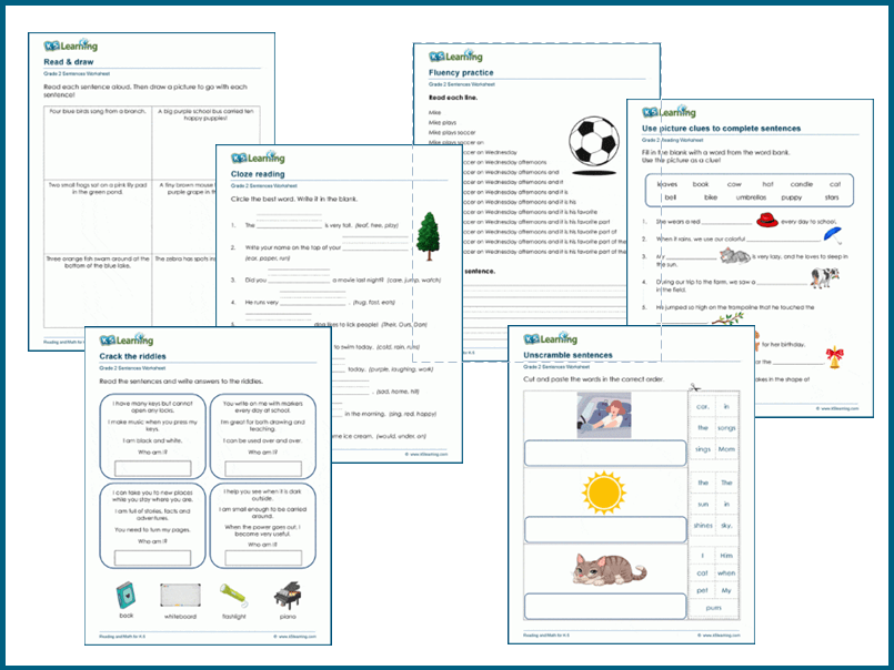 Grade 2 sentences worksheets