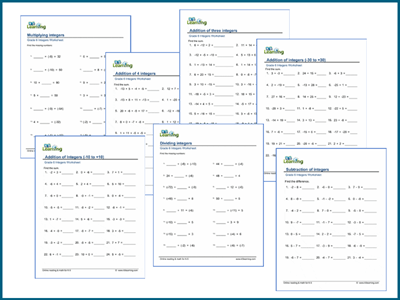 Grade 6 integers worksheets