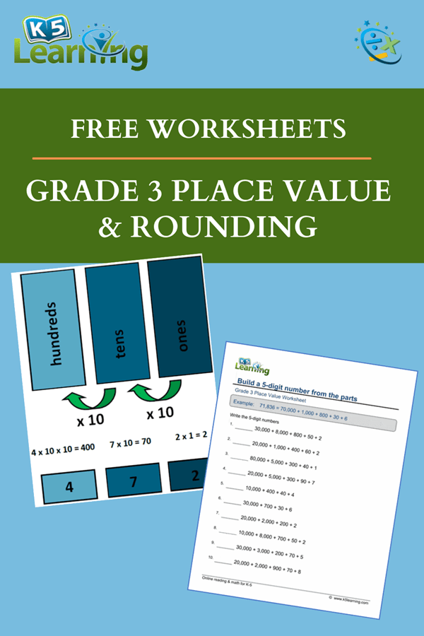 grade 3 place value and rounding worksheets k5 learning