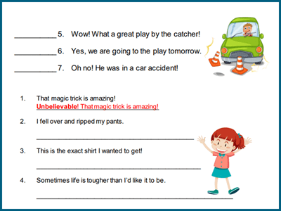 Interjections worksheets