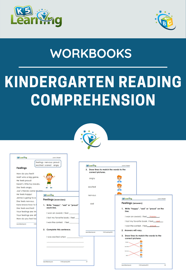 Kindergarten reading comprehension workbooks K5 Learning