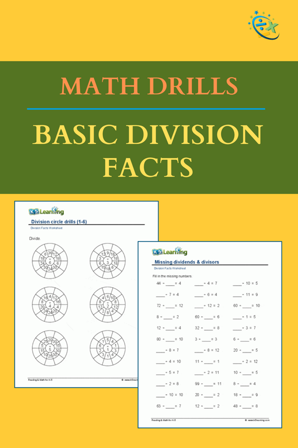 Basic Division Math Drill Worksheets K5 Learning