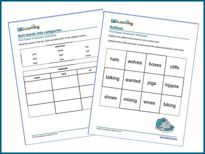 Grade 1 vocabulary worksheets
