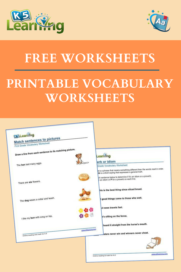 New Printable Vocabulary Worksheets K5 Learning