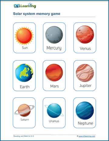 solar system printables kindergarten
