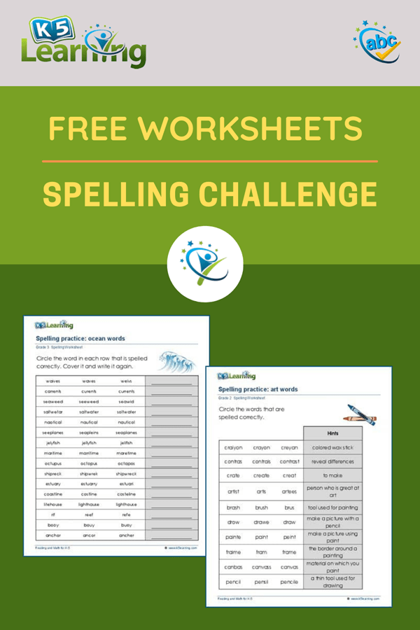 Selecting Correctly Spelled Words Worksheets | K5 Learning