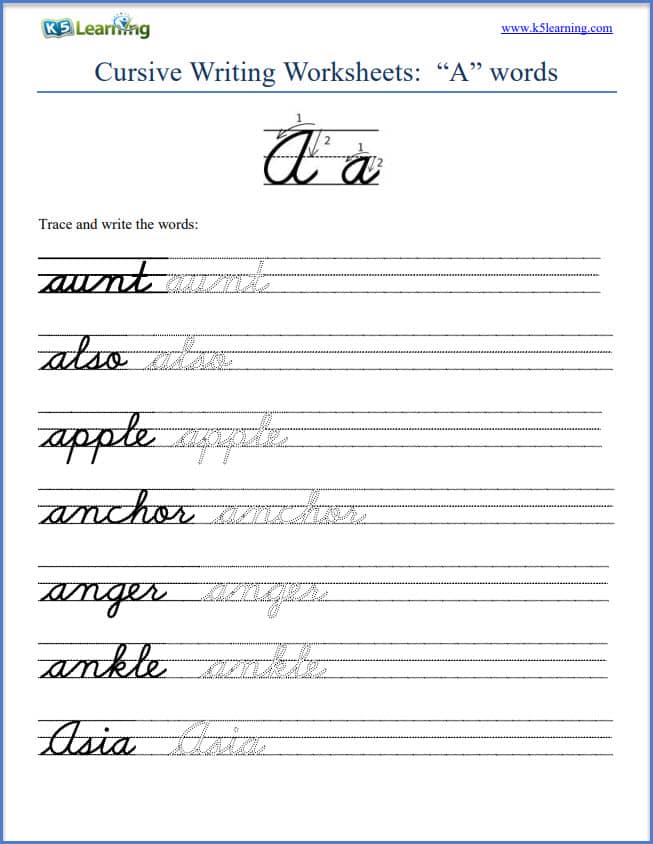 cursive writing worksheets | K5 Learning