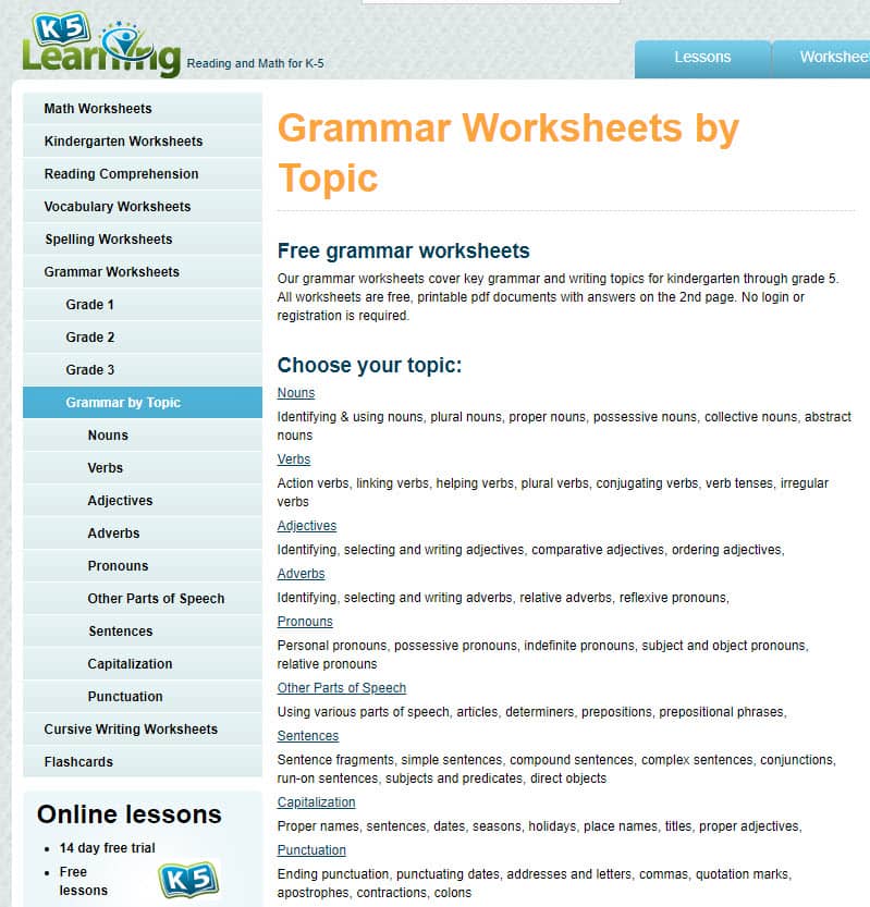 K5 Adds Hundreds Of New Grade 3 Grammar Worksheets Grsm io