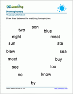 sample grade 2 vocabulary lesson on homophones k5 learning