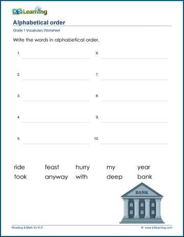 Words In Alphabetical Order For Grade 1