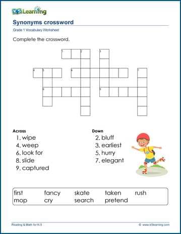 synonym crosswords worksheets k5 learning