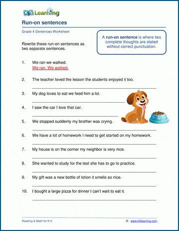 grade 4 grammar worksheets k5 learning