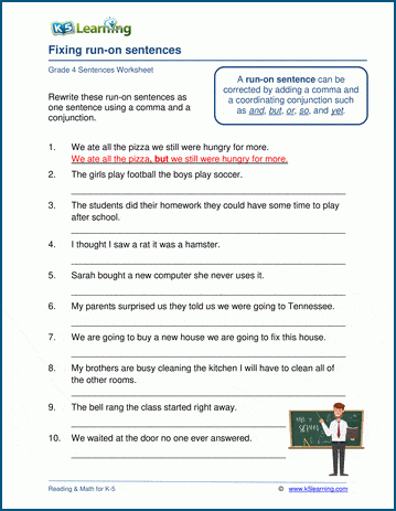 Grade 4 Sentences Worksheets K5 Learning