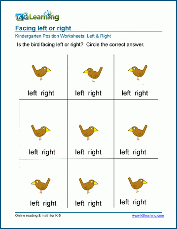 Sample Kindergarten Position Worksheet