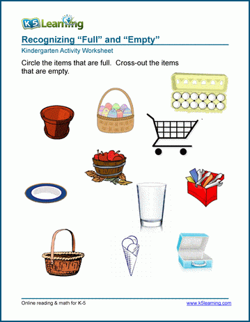 full and empty worksheets printable k5 learning