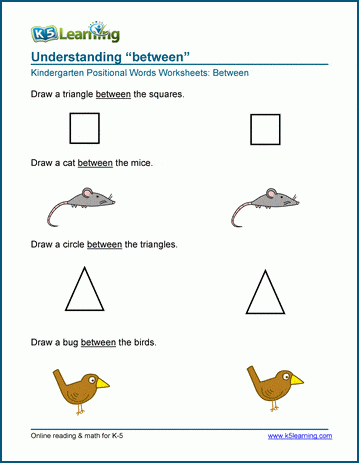 Between - Position Worksheets for Preschool & Kindergarten | K5 Learning