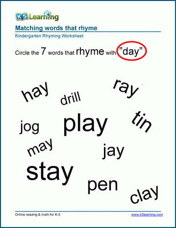 rhyming words worksheet for grade 2