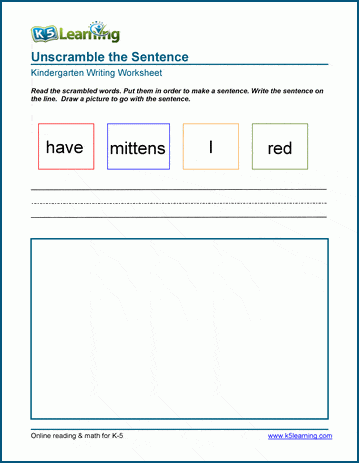 Sentences Worksheets For Preschool And Kindergarten | K5 Learning