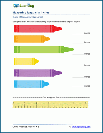 grade 1 measurement worksheets measuring lengths with a ruler k5