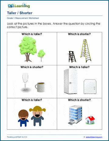 Tall and Short Worksheets