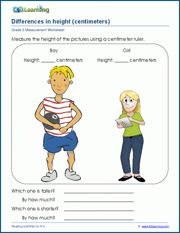 Grade 1 Comparing length & height math school worksheets for