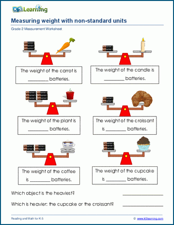 Non-standard Measurement Worksheets Grade 1