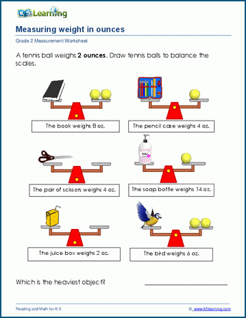 grade 2 weight worksheets measuring weights in ounces k5 learning