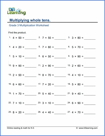 third grade math worksheets free printable k5 learning