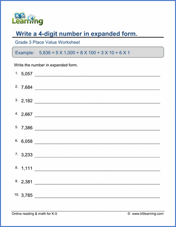 Write in short form Worksheet 3