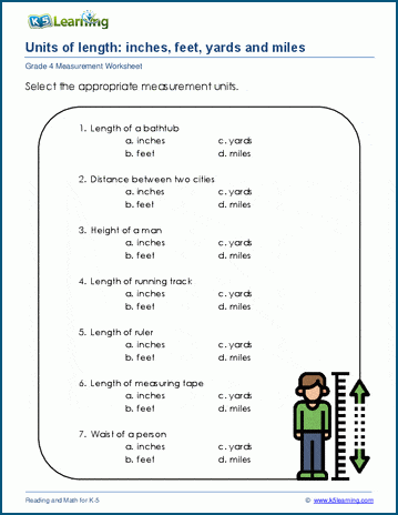 Grade 4 Measurement Worksheets: Units of Length | K5 Learning