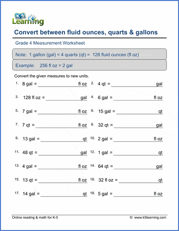 Grade 4 Measurement Worksheets - free & printable | K5 Learning