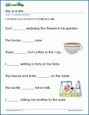 Am Is Or Are Worksheets K5 Learning