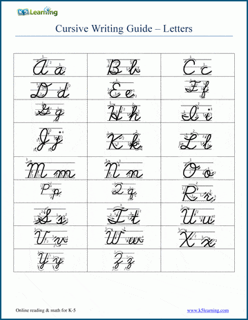 cursive alphabet capital and lowercase letters