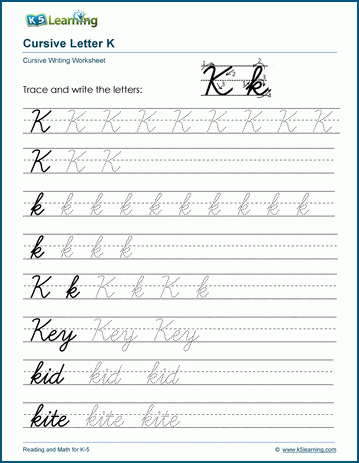 Printable Cursive Letter K