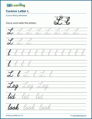 Printable Cursive Letter L