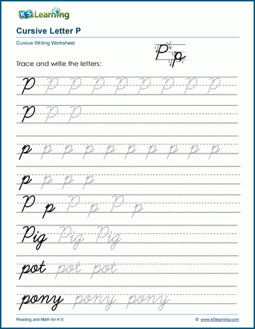 Cursive writing: Letter P | K5 Learning