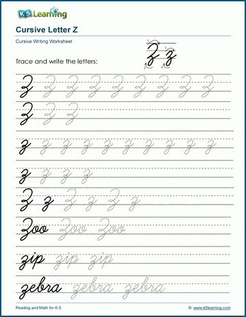 cursive writing worksheets a z