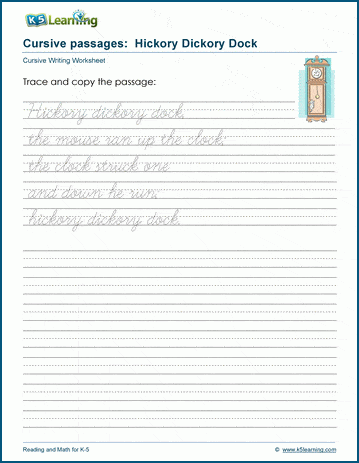 Cursive writing story - hickory dickory dock