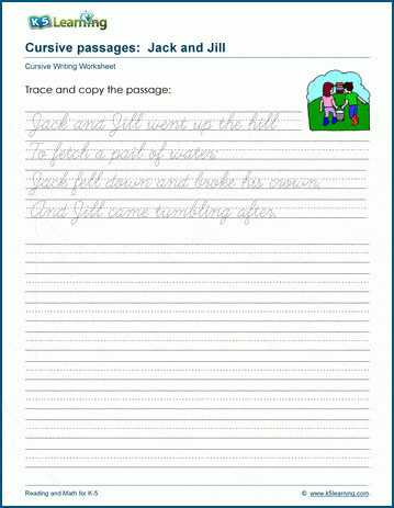 Cursive writing story - Jack and Jill