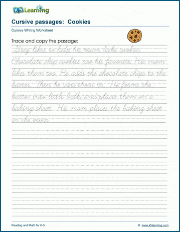 Cursive writing story - cookies