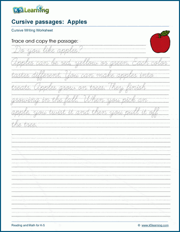 Apples - Cursive writing passage