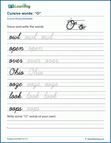 cursive letter o