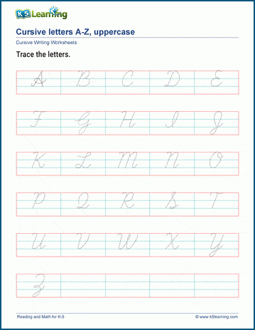 cursive letters a z worksheets k5 learning