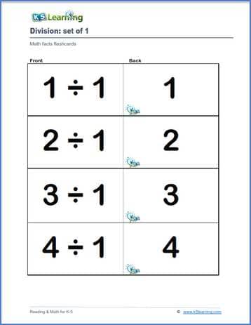 division math flash cards