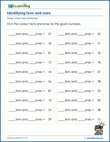 Ones And Tens Place Value Worksheet