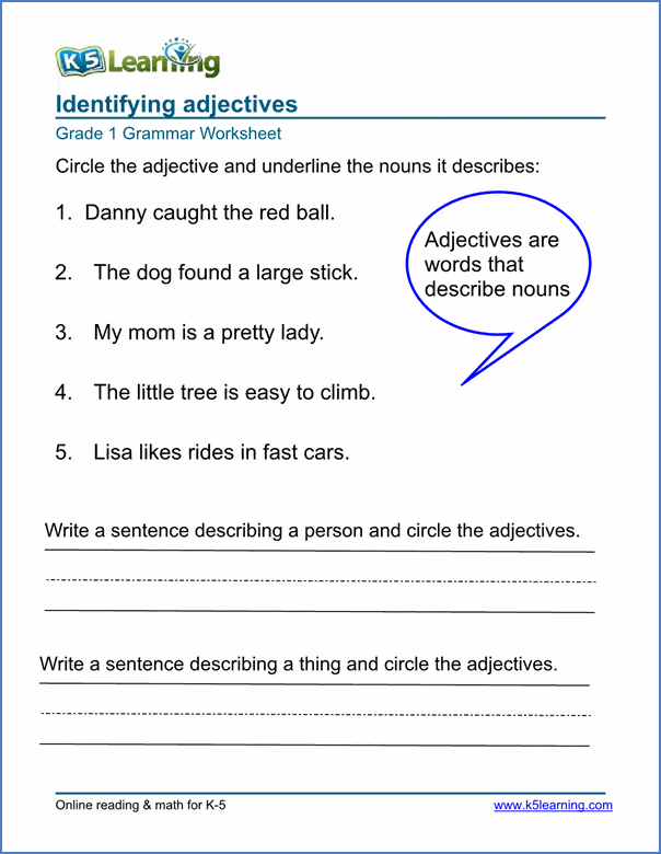 Adjectives Worksheets Grade 3